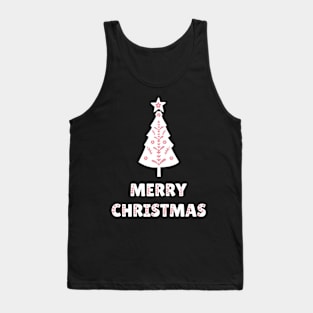 Scandinavian Christmas Tree Pink & White Tank Top